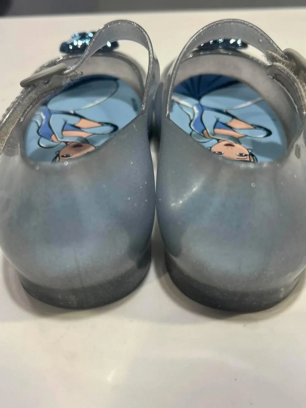 Mini Melissa Disney Princess Cinderella Silver Glitter Jelly Shoes Size 10